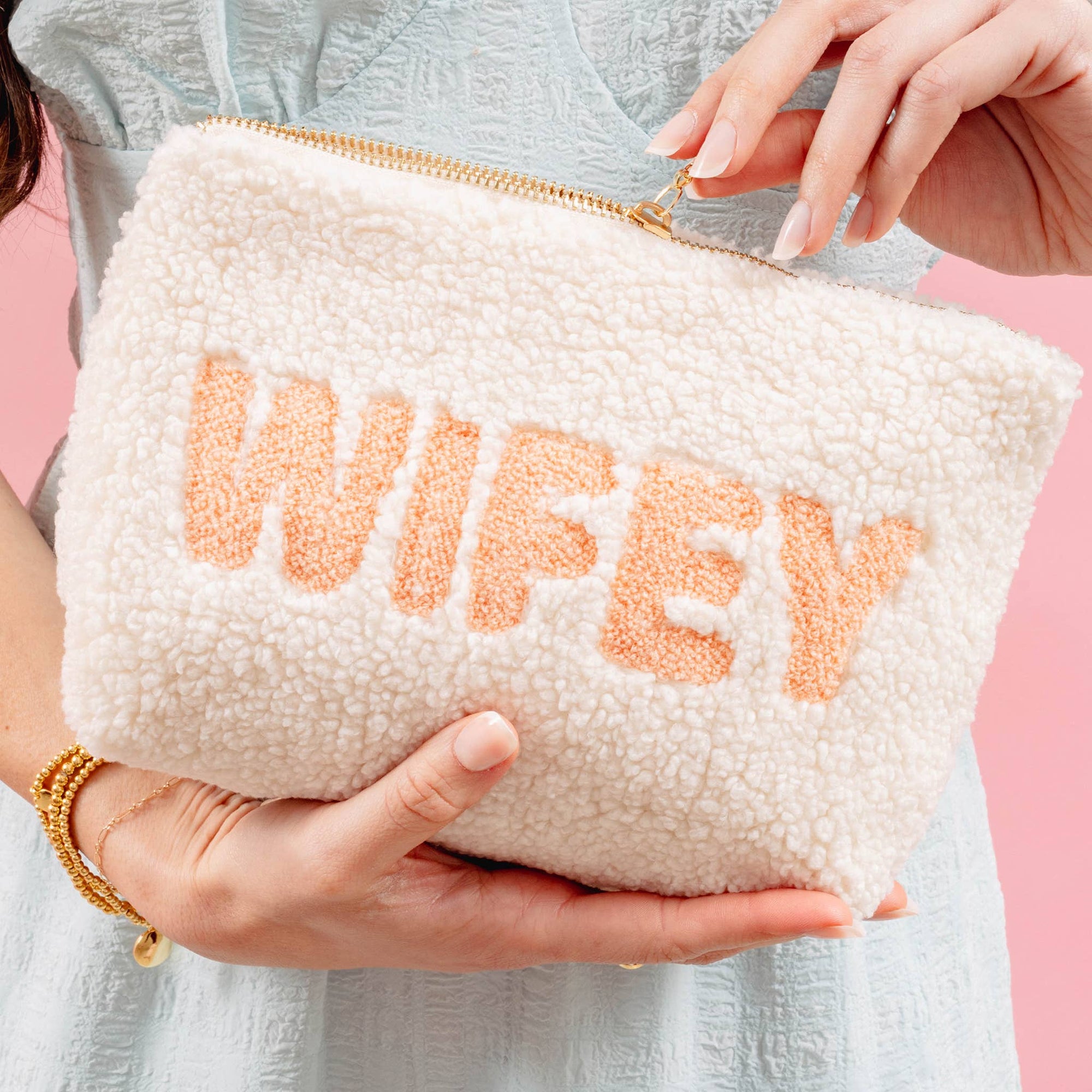 Cream Teddy Pouch - Wifey