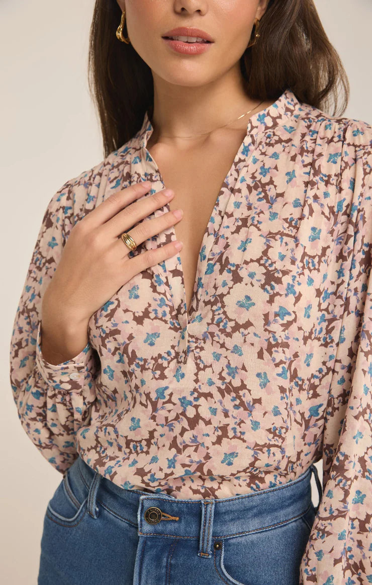 Esme La Paz Floral Blouse | Latte