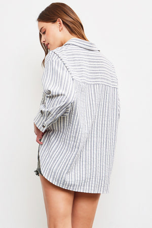 Patch Pocket Stripe Top | Denim