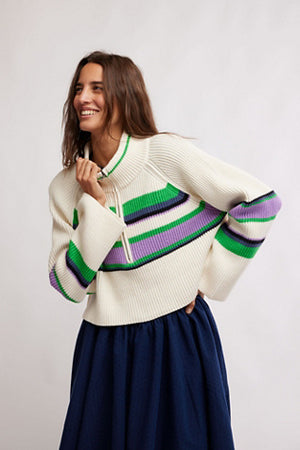 Striped Greta Half Zip | Sugar Swirl Combo