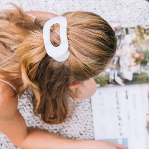 Round Flat Hair Clip | Medium | Coconut White