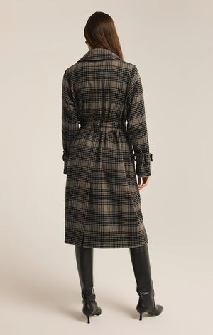 Jackie Plaid Trench | Latte