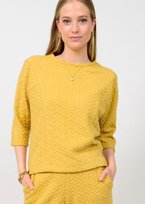 Quilted Knit Top | Mustard