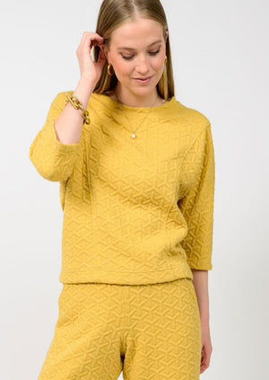 Quilted Knit Pant | Mustard