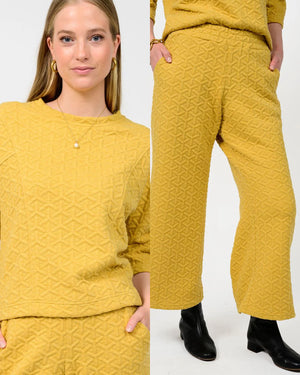 Quilted Knit Top | Mustard