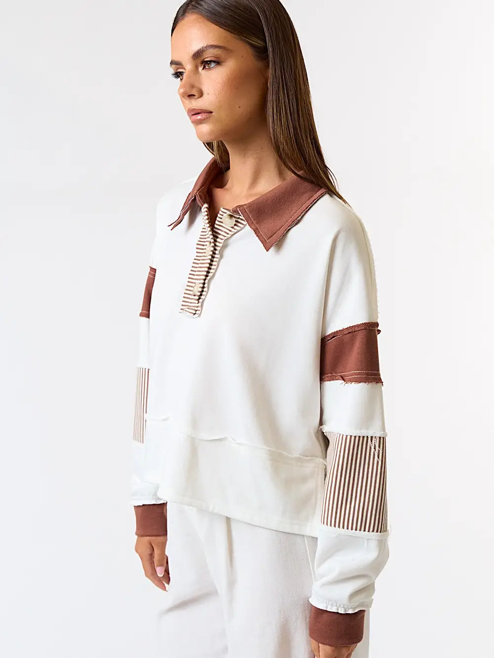 Color Block Button Up | Ivory