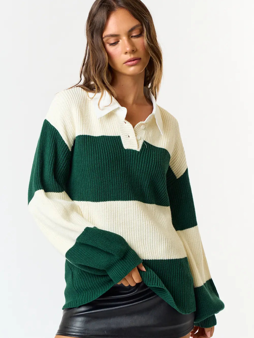 Game day Polo Sweater | Green Combo