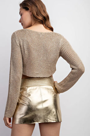 Sequin Knit Cardigan | Gold