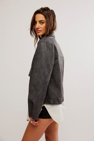 Blair Vegan Leather Jacket | Charcoal Combo