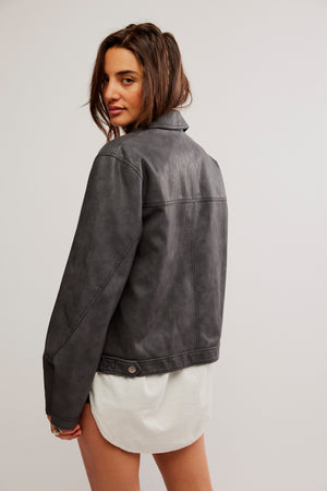 Blair Vegan Leather Jacket | Charcoal Combo