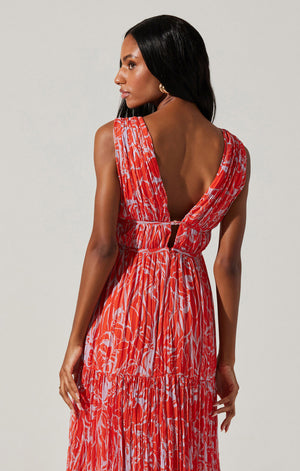 Pescadero Dress | Red Orange Abstract