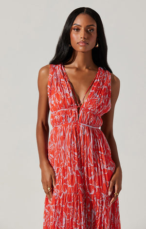 Pescadero Dress | Red Orange Abstract