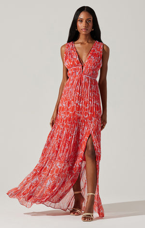 Pescadero Dress | Red Orange Abstract