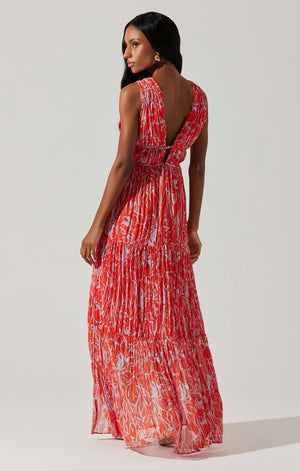 Pescadero Dress | Red Orange Abstract