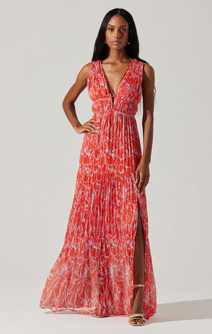 Pescadero Dress | Red Orange Abstract