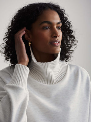 Barker High Neck Sweat | Ivory Marble