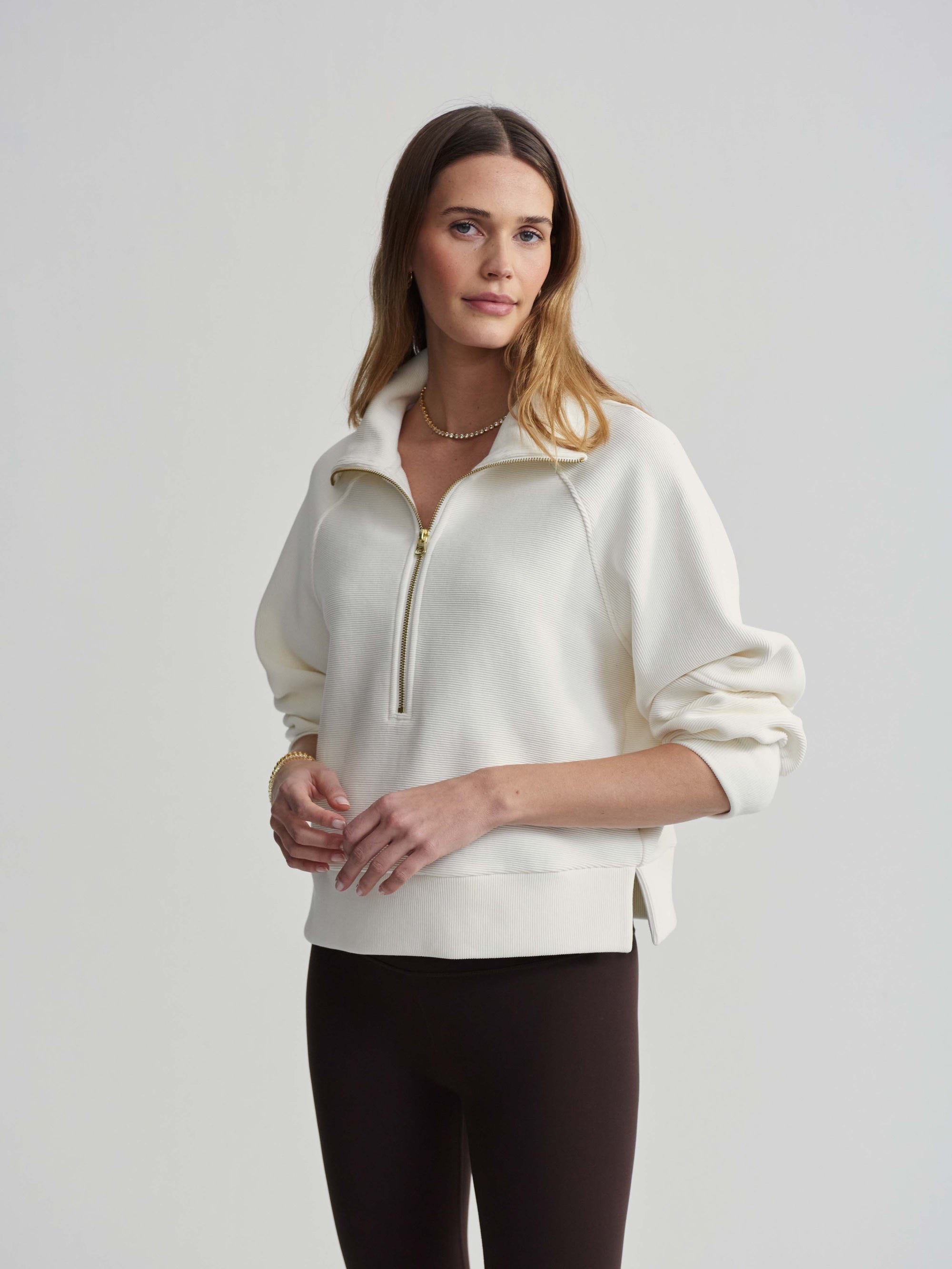 Milano Half Zip Sweat | Ivory