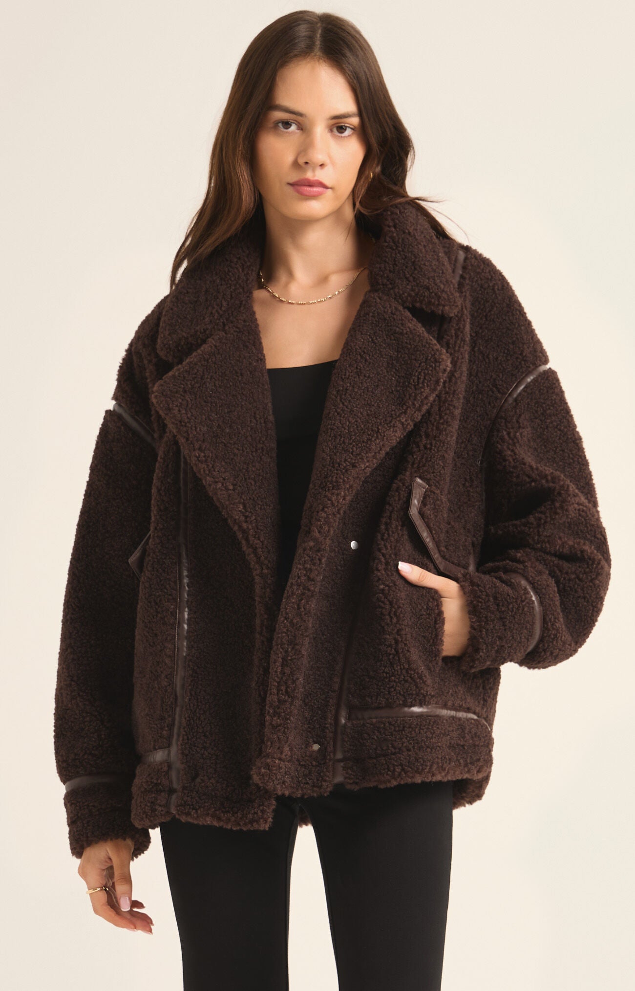 Ari Sherpa Coat | Dark Chocolate